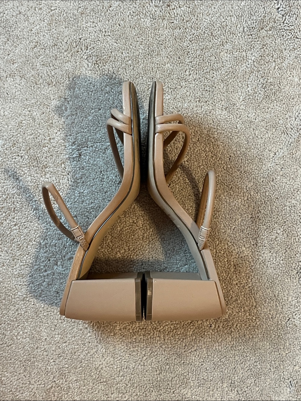 Steve Madden Nude/Tan Strappy Square-Toe Slide Sandals - Picture 2 of 2